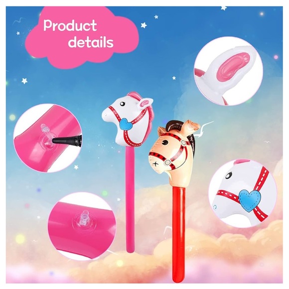 Amazon Inflatable Party Horses in 2 Styles Cowboy/ Unicorn 6 total NWT - Picture 3 of 7